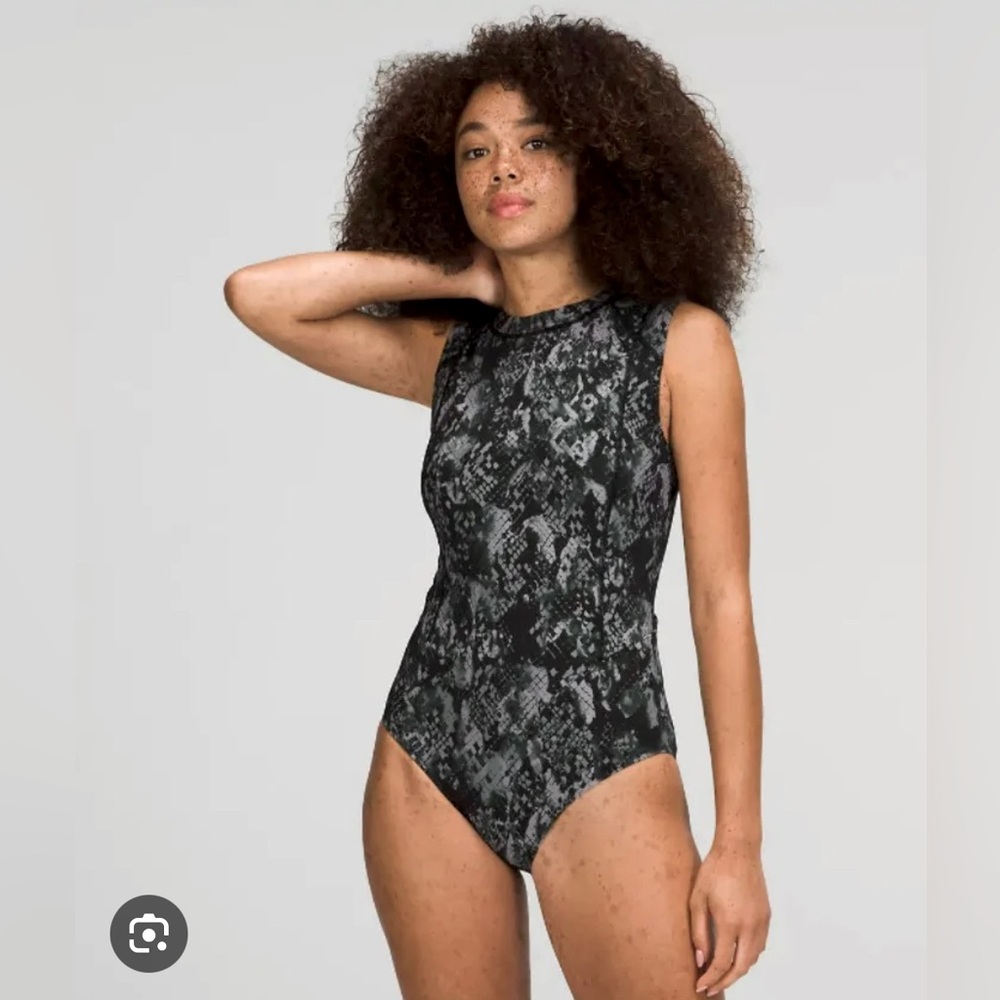 lululemon athletica Black & Gray Snake-Print One-Piece Swimsuit